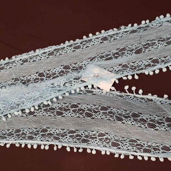 Lace Scarf Neck Shoulder Wrap Fancy Baby Blue 58" L x 8" W, NEW, WOMEN'S, STOLE - Picture 3 of 5